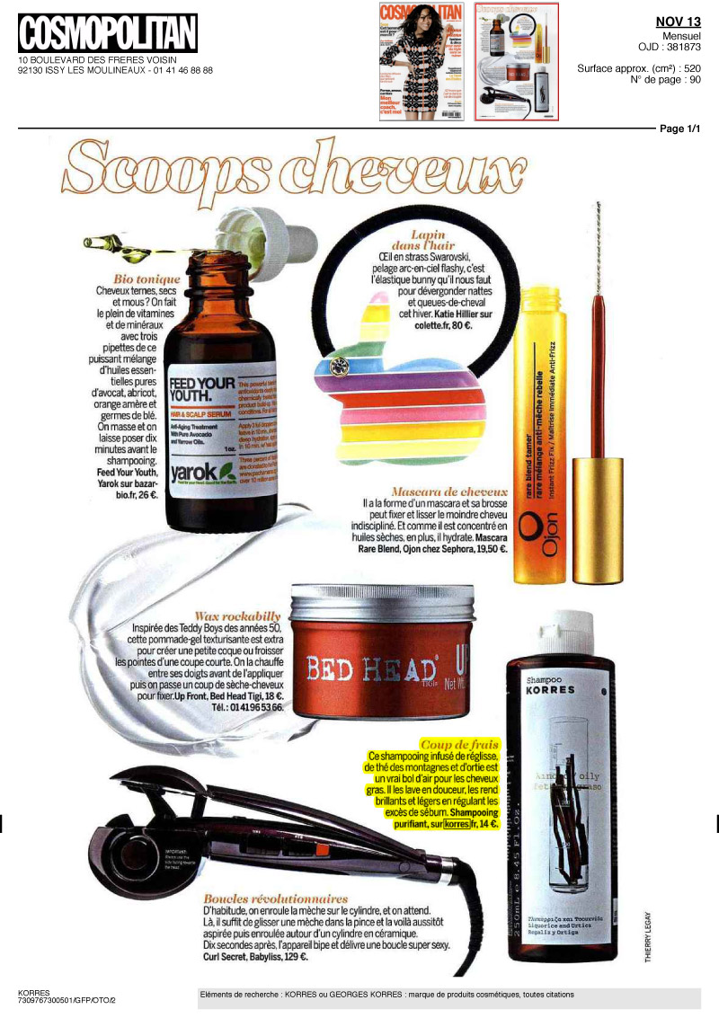 KORRES DANS COSMOPOLITAIN