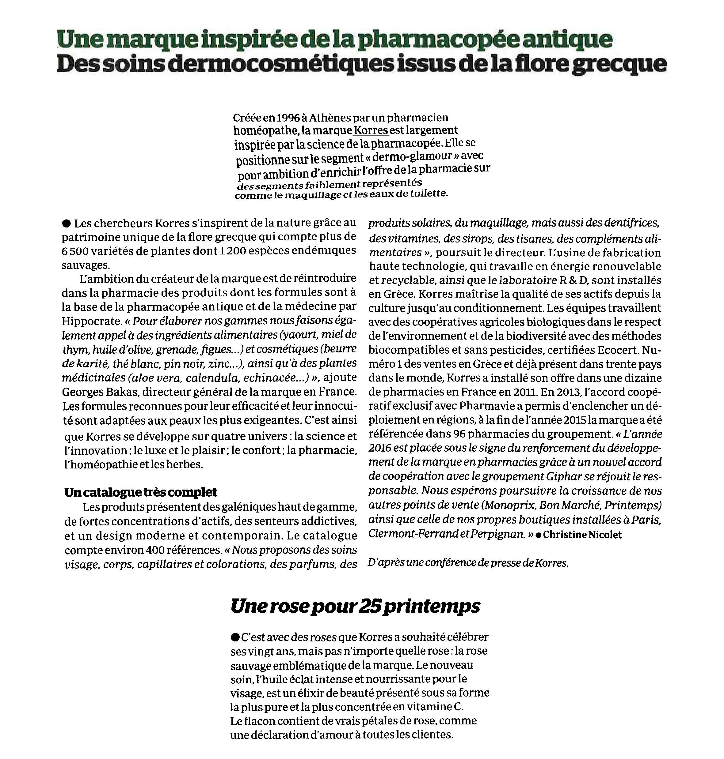 Korres LE QUOTIDIENT PHARMACIEN