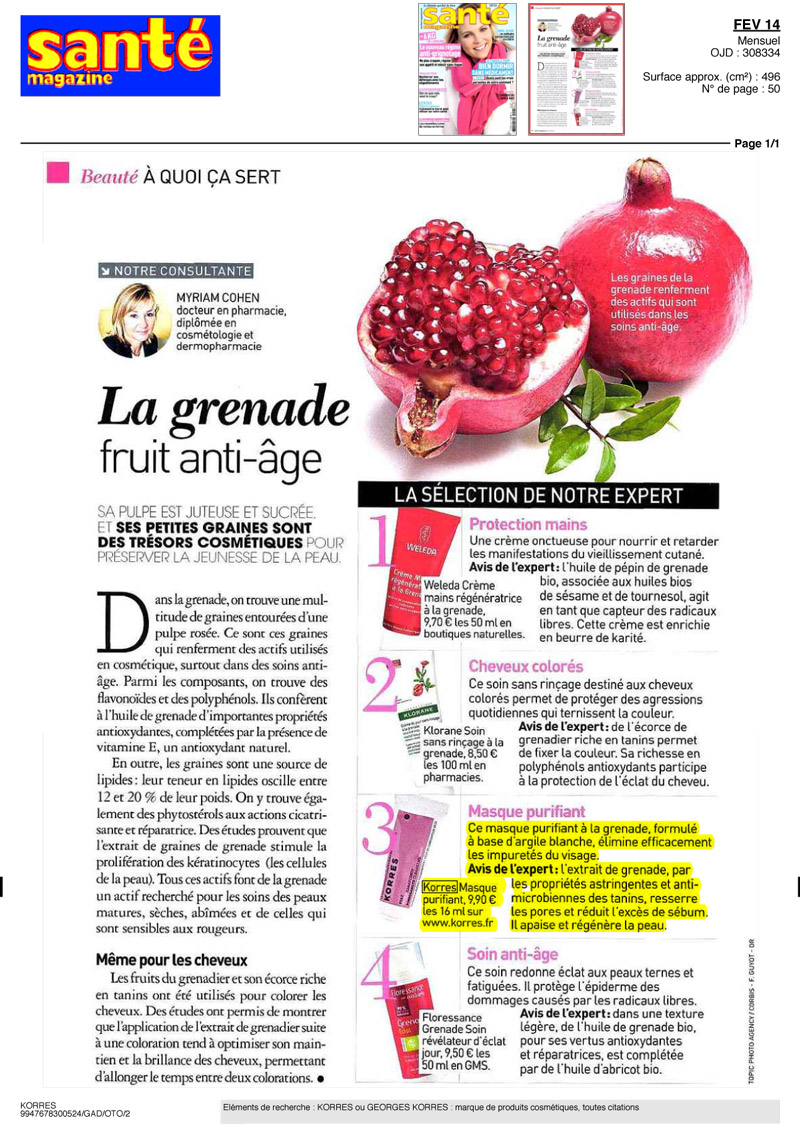 KORRES DANS SANTE MAGAZINE