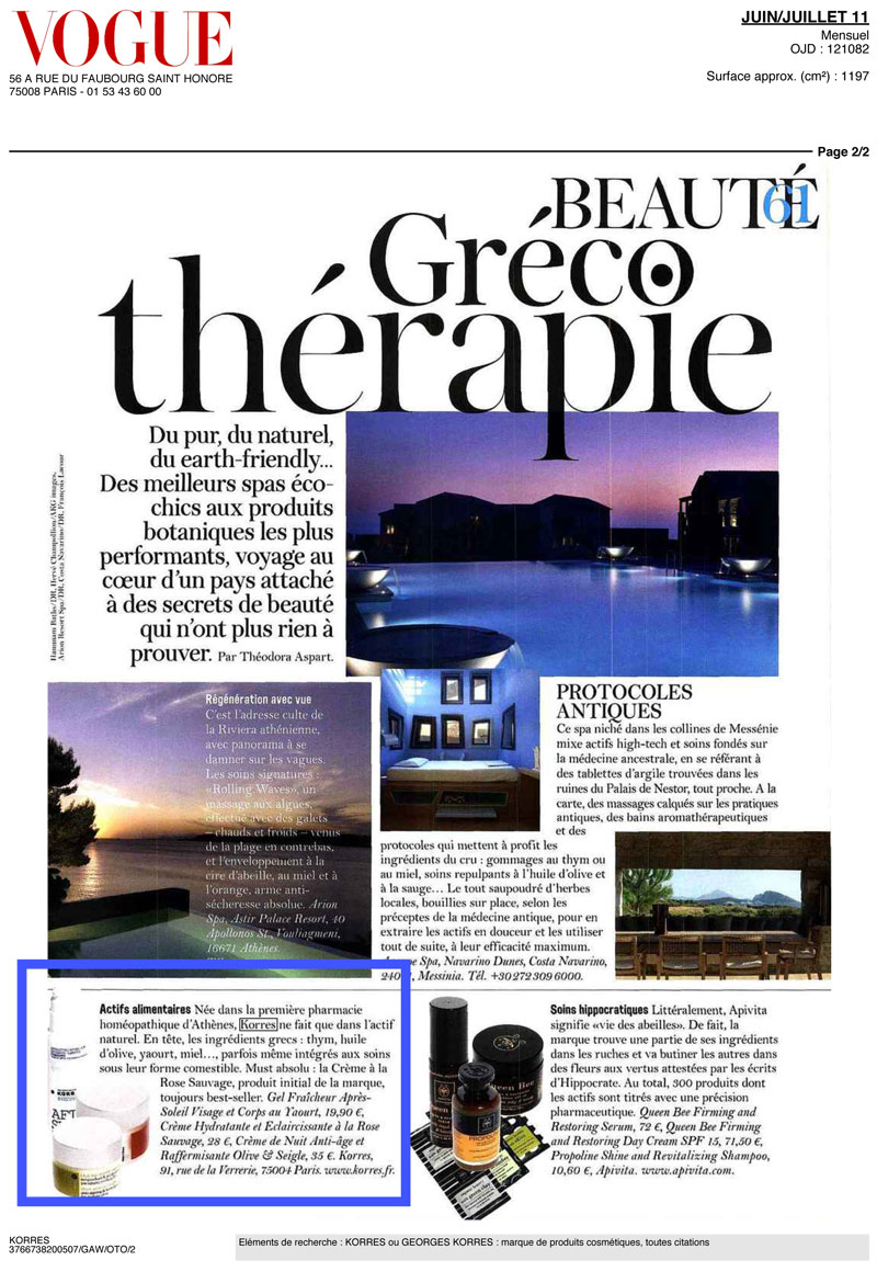 KORRES DANS VOGUE